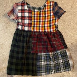 halloween plaid vintage patchwork dress recycled